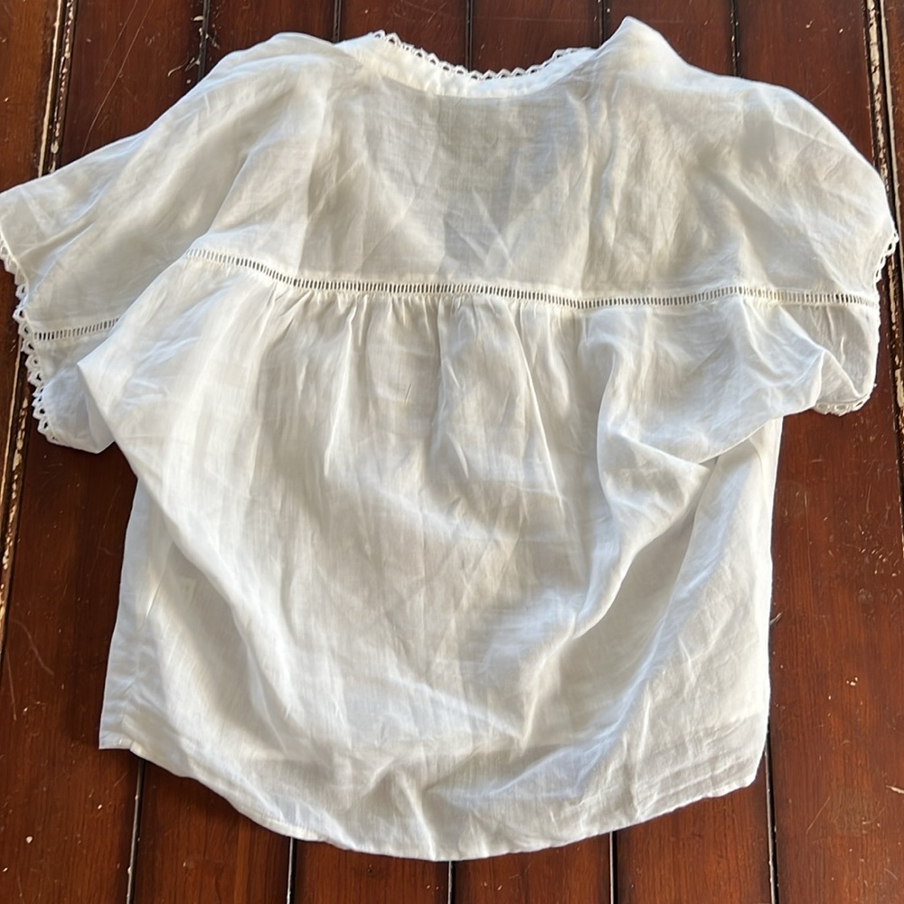 Les Coyotes De Paris Size 34 Ella White Blouse With Lace Inserts - Picture 8 of 9